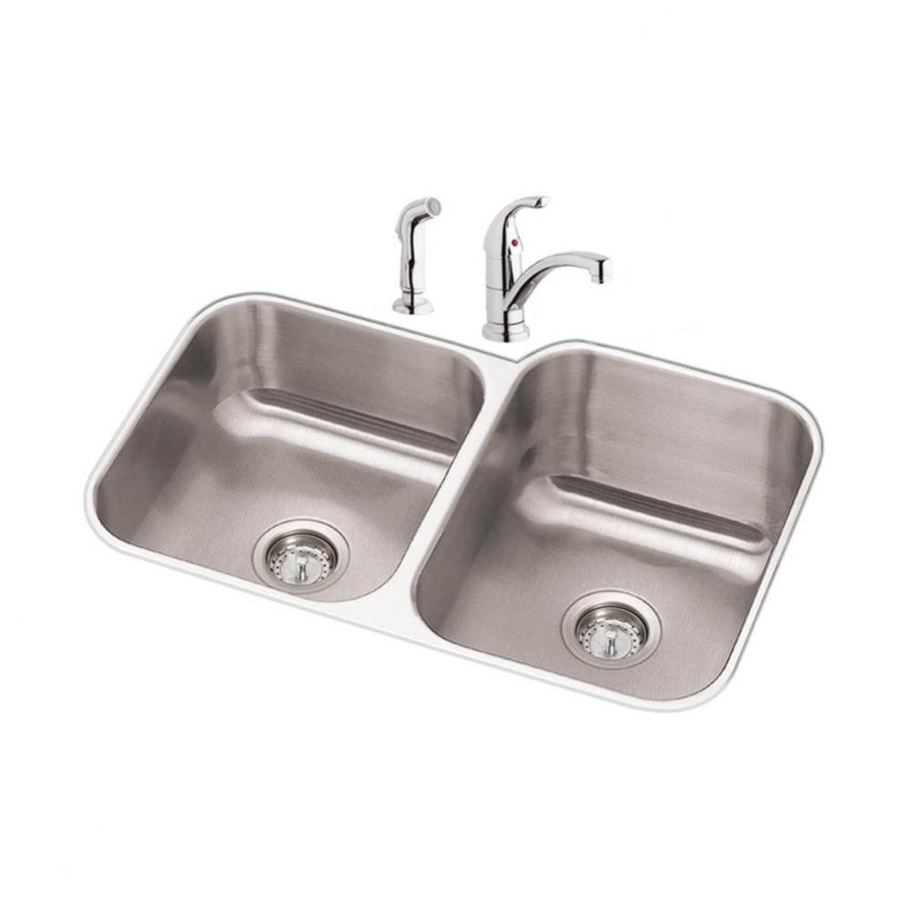 Dayton Stainless Steel 31-3/4&apos;&apos; x 20-1/2&apos;&apos; x 10&apos;&apos;, 40/60 Double Bowl