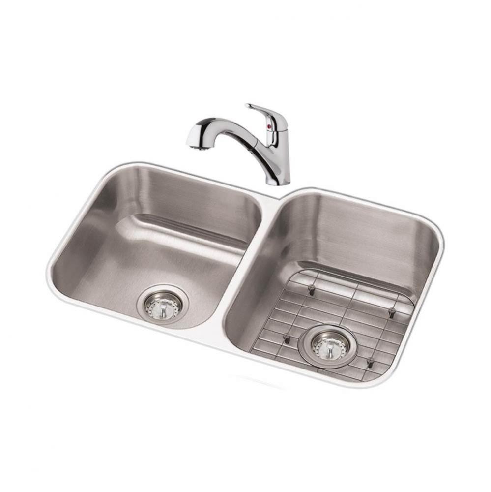 Dayton Stainless Steel 31-3/4&apos;&apos; x 20-1/2&apos;&apos; x 10&apos;&apos;, 40/60 Double Bowl