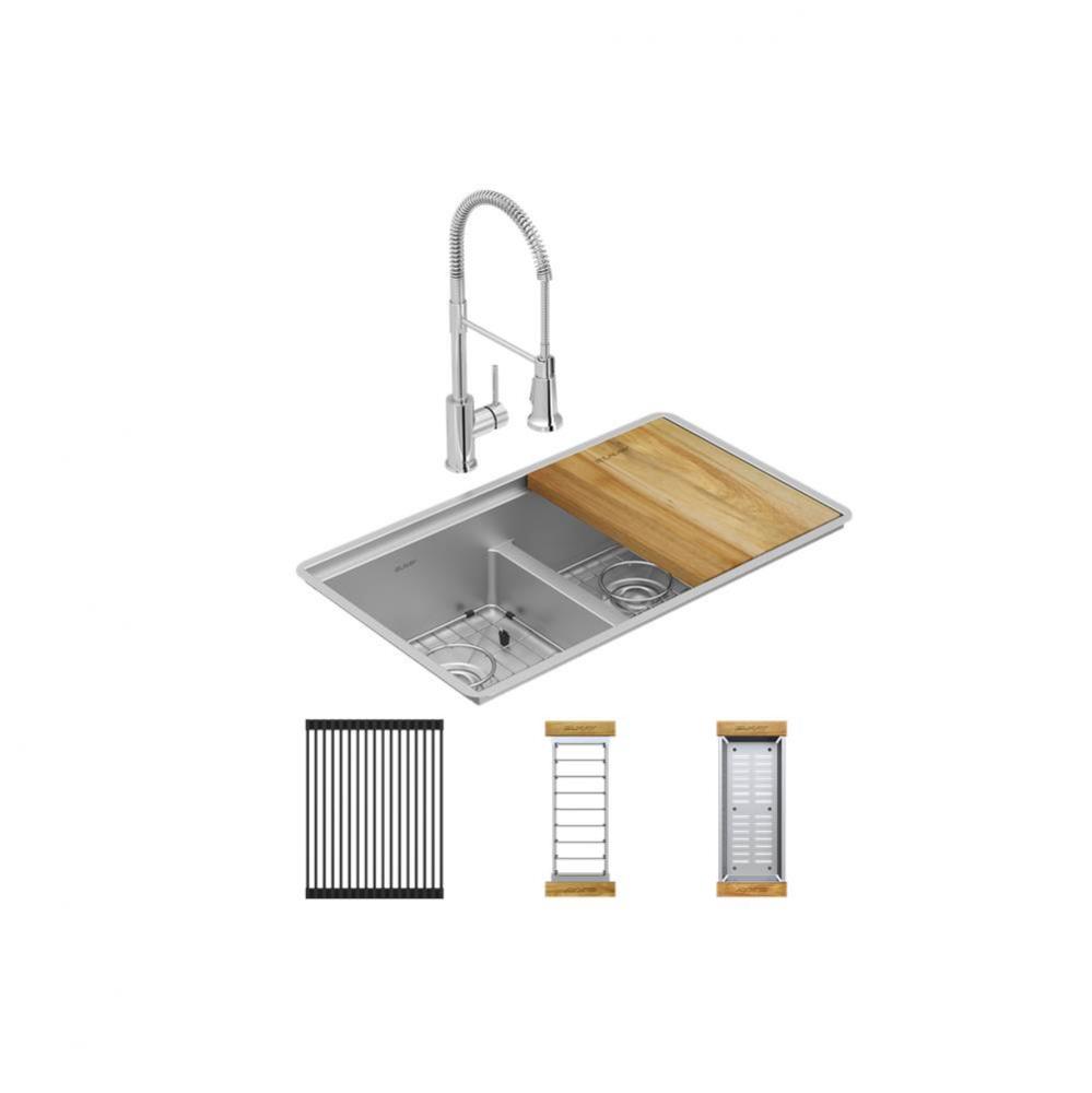 Crosstown 18 Gauge Workstation Stainless Steel, 31-1/2&apos;&apos; x 18-1/2&apos;&apos; x 9&apos;&