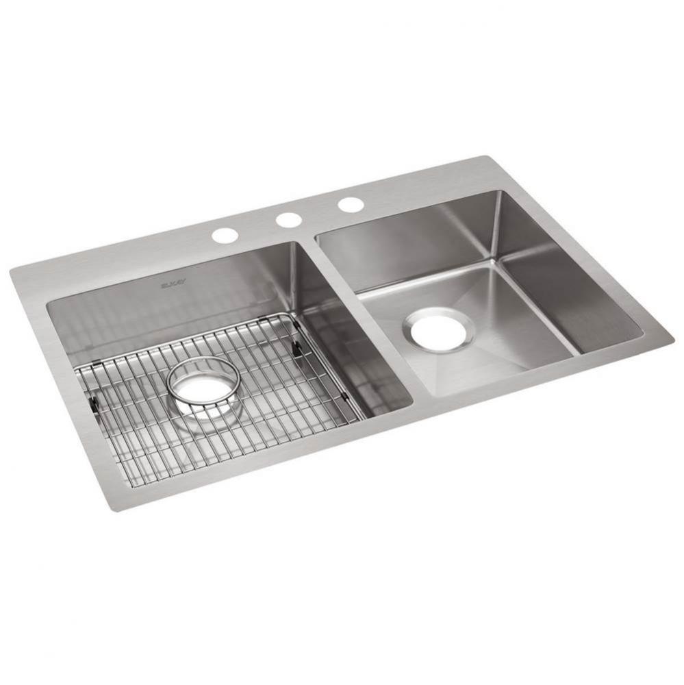 Crosstown 18 Gauge Stainless Steel 33&apos;&apos; x 22&apos;&apos; x 9&apos;&apos;, 3-Hole 60/40 D