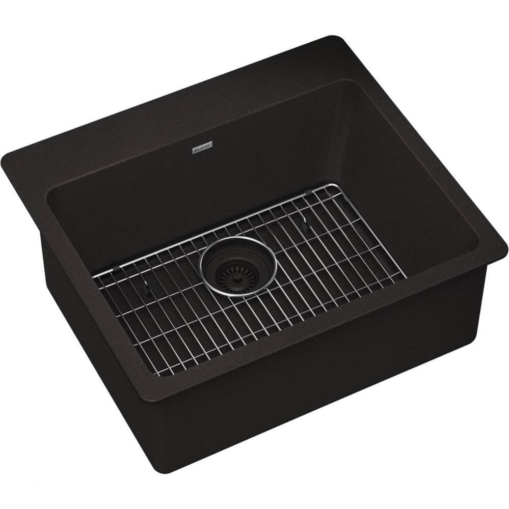 Quartz Classic 25&apos;&apos; x 22&apos;&apos; x 9-1/2&apos;&apos;, Single Bowl Drop-in Sink Kit,