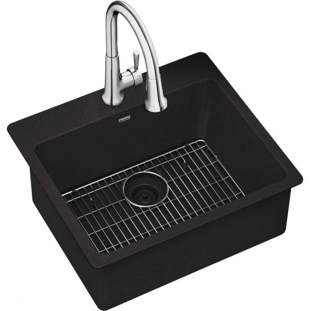 Quartz Classic 25&apos;&apos; x 22&apos;&apos; x 9-1/2&apos;&apos;, Single Bowl Drop-in Sink Kit w