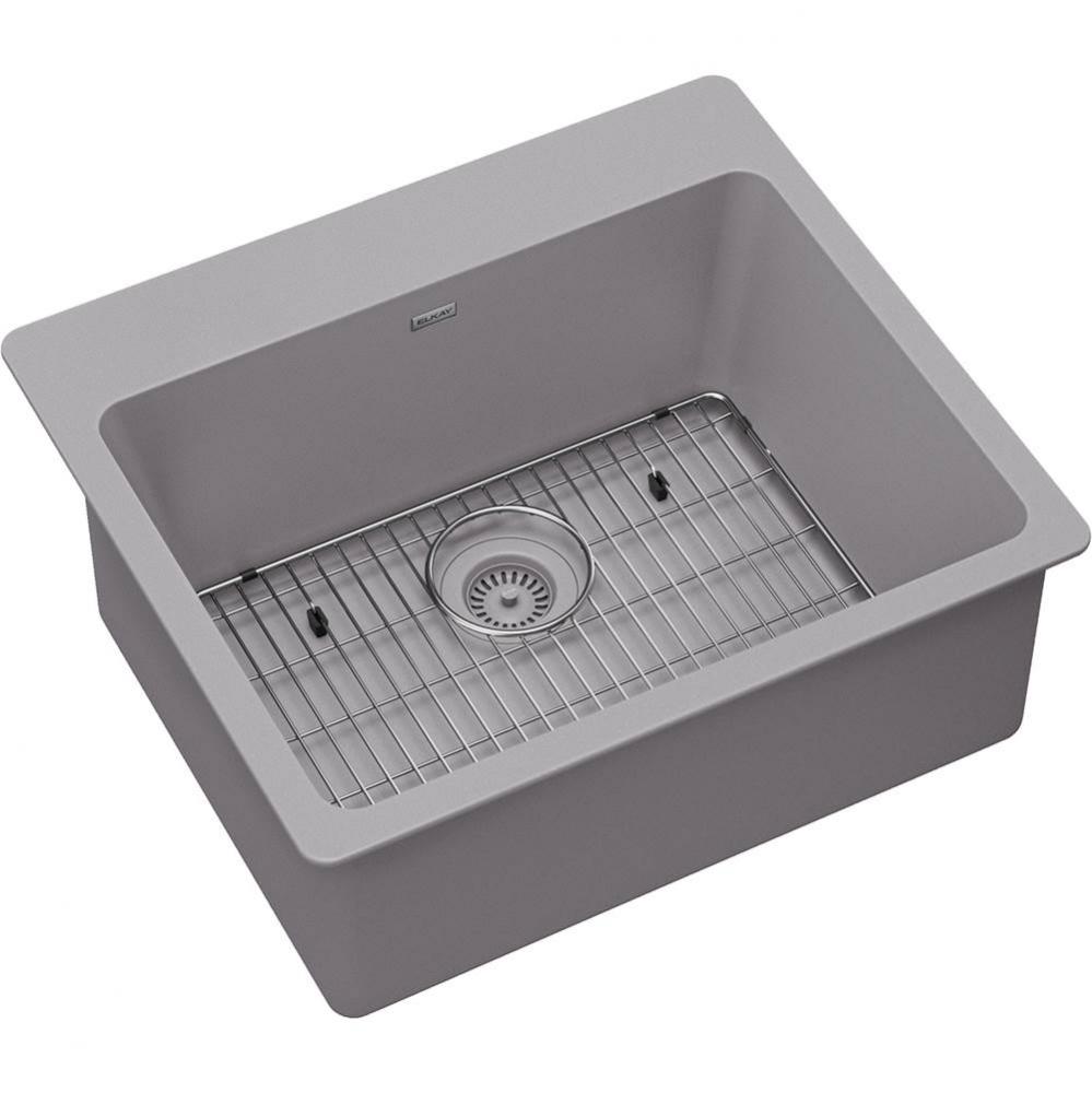 Quartz Classic 25&apos;&apos; x 22&apos;&apos; x 9-1/2&apos;&apos;, Single Bowl Drop-in Sink Kit,