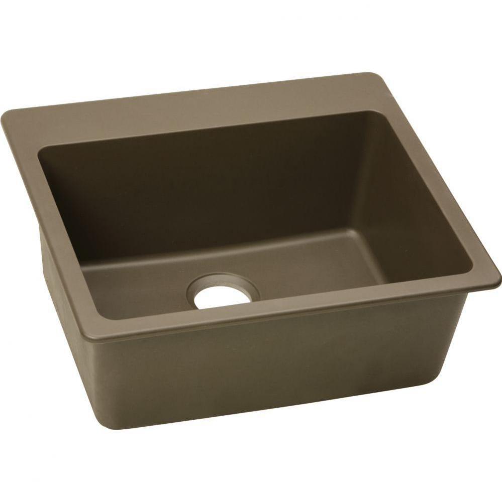 Quartz Classic 25&apos;&apos; x 22&apos;&apos; x 9-1/2&apos;&apos; Single Bowl Drop-in Sink, Mocha
