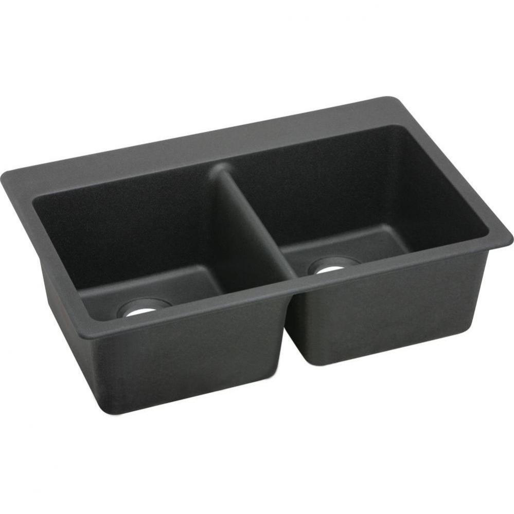 Quartz Classic 33&apos;&apos; x 22&apos;&apos; x 9-1/2&apos;&apos;, Equal Double Bowl Drop-in Sink