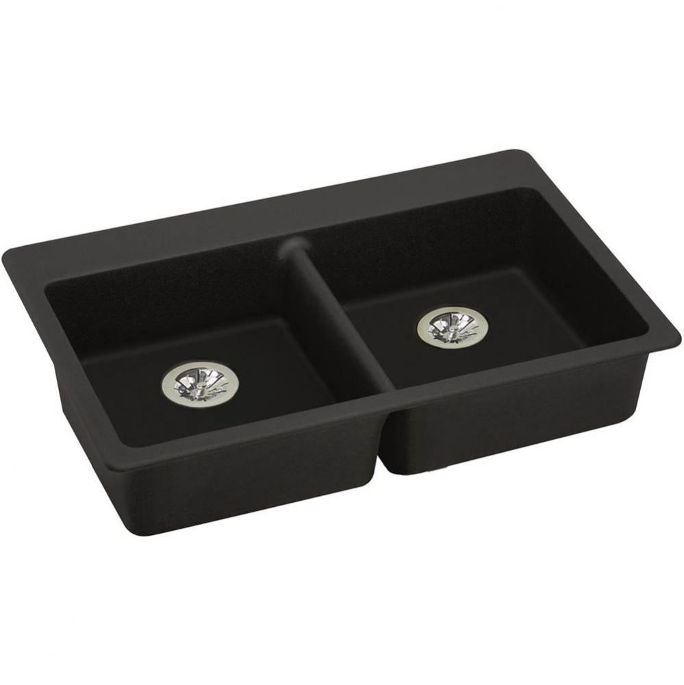 Quartz Classic 33&apos;&apos; x 22&apos;&apos; x 5-1/2&apos;&apos;, Double Bowl Drop-in ADA Sink w