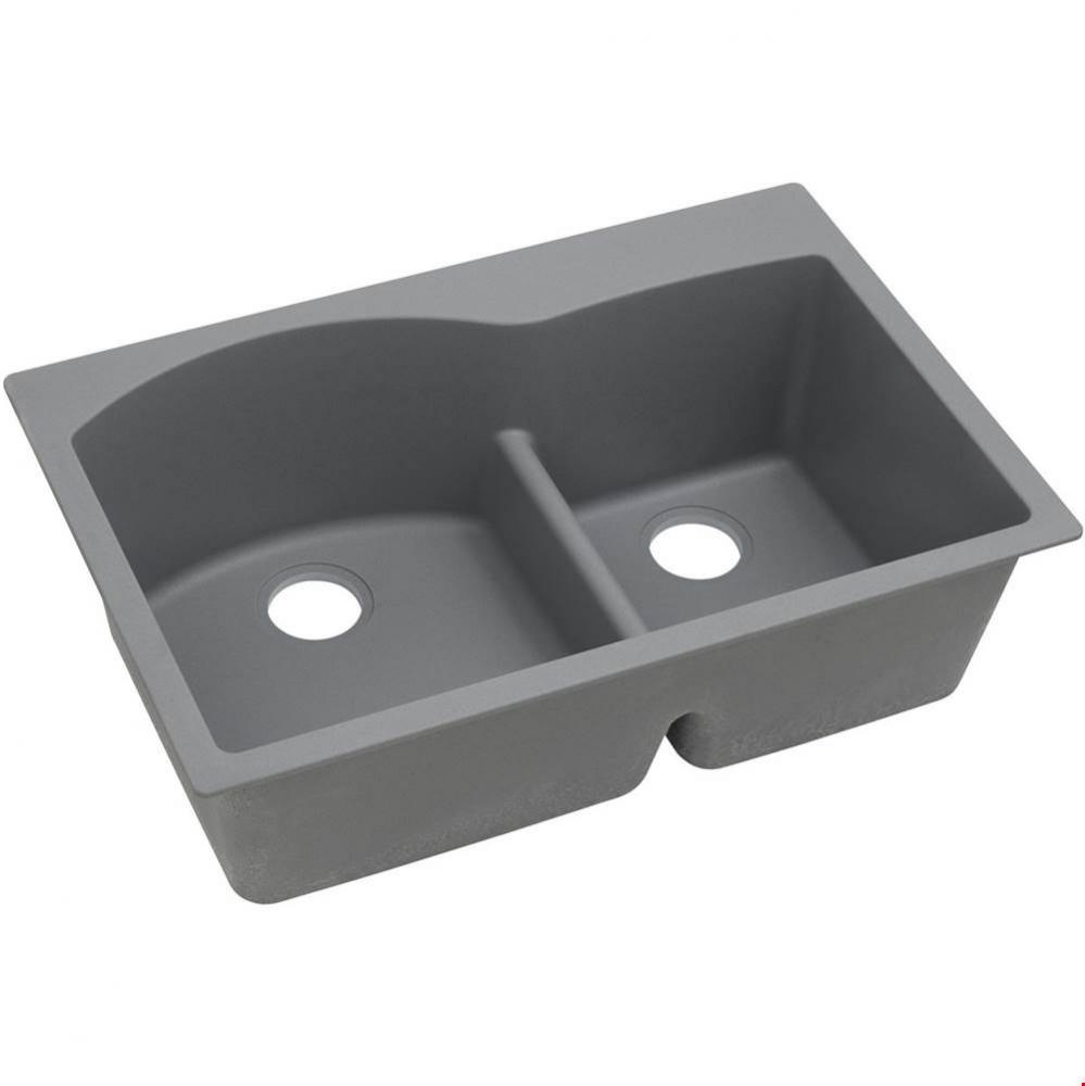 Quartz Classic 33&apos;&apos; x 22&apos;&apos; x 10&apos;&apos;, Offset 60/40 Double Bowl Drop-in