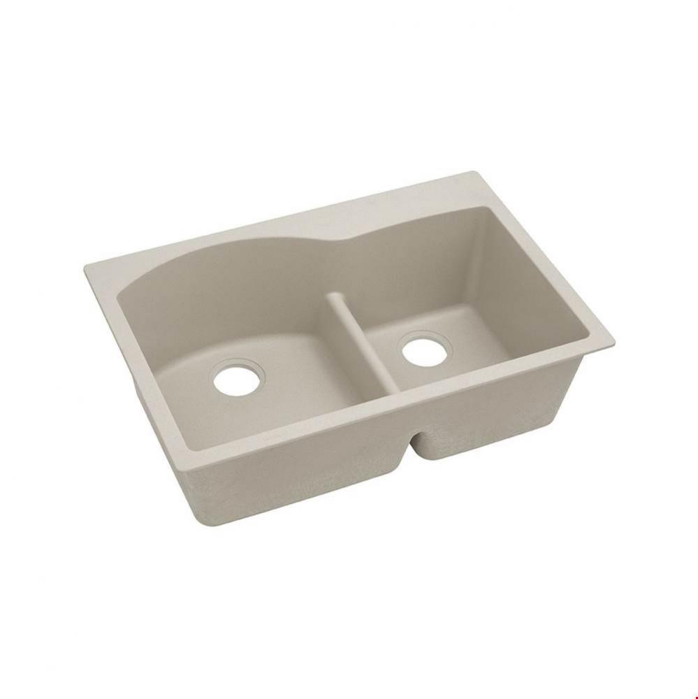 Quartz Classic 33&apos;&apos; x 22&apos;&apos; x 10&apos;&apos;, Offset 60/40 Double Bowl Drop-in