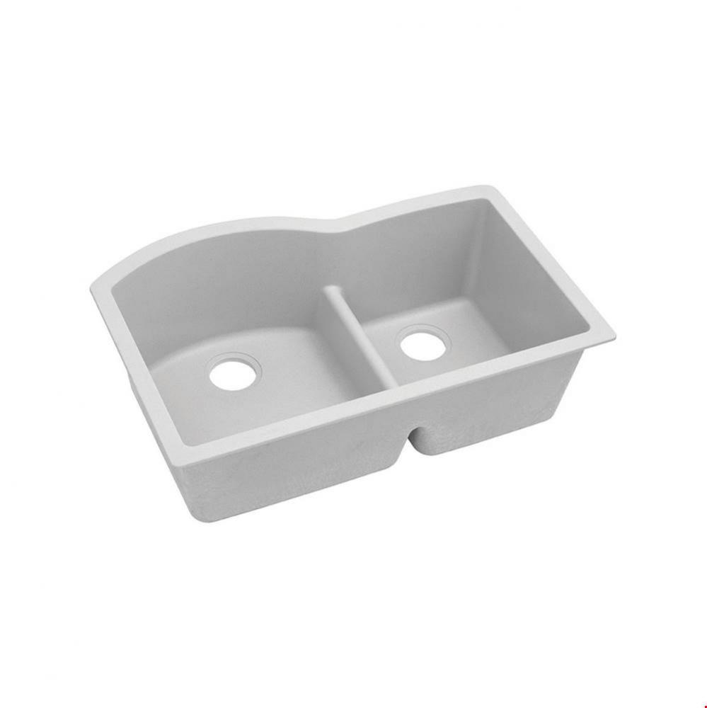 Quartz Classic 33&apos;&apos; x 22&apos;&apos; x 10&apos;&apos;, Offset 60/40 Double Bowl Undermou