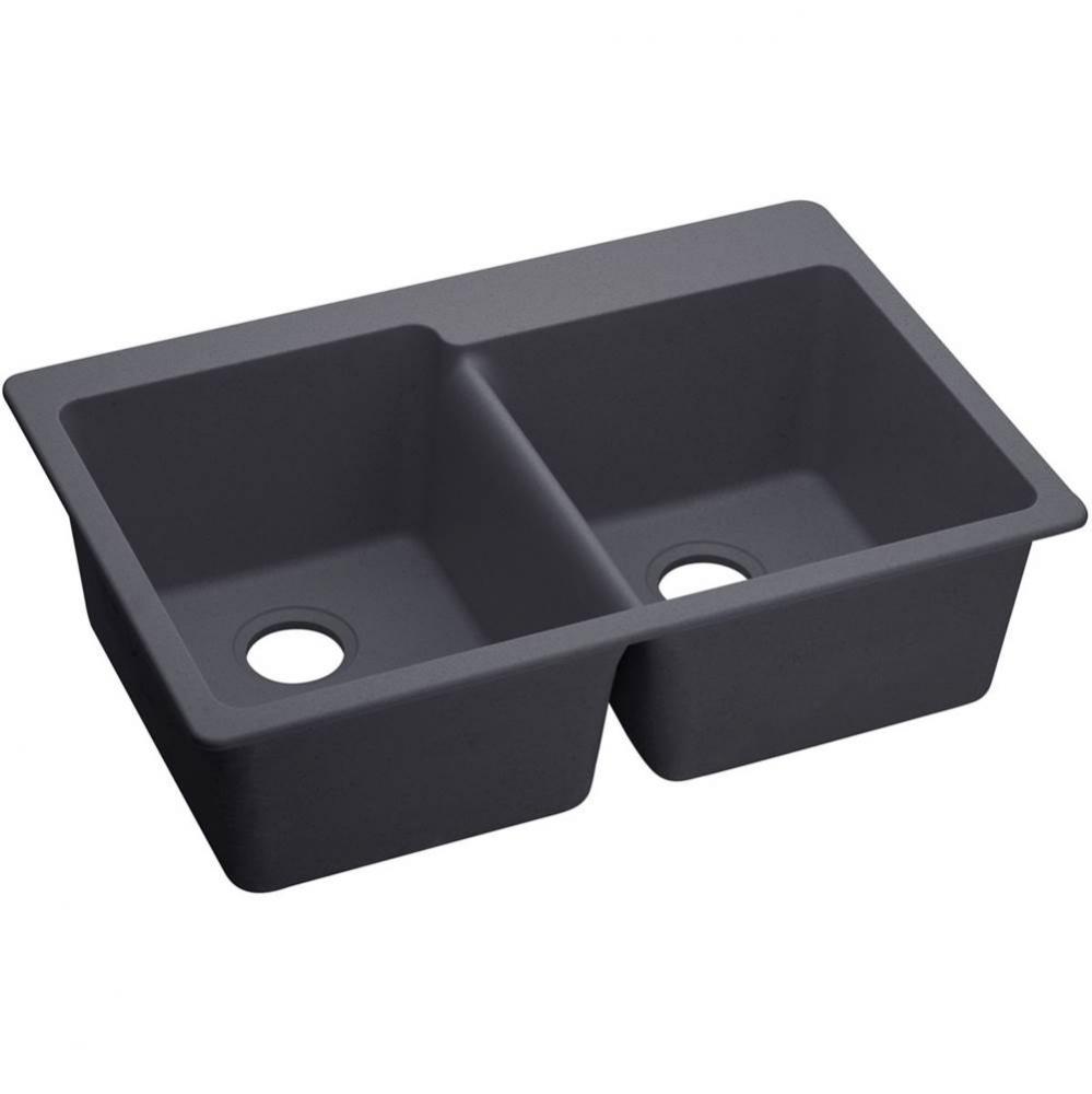 Quartz Luxe 33&apos;&apos; x 22&apos;&apos; x 9-1/2&apos;&apos; Offset Double Bowl Drop-in Sink Ch