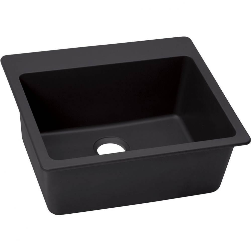 Quartz Luxe 25&apos;&apos; x 22&apos;&apos; x 9-1/2&apos;&apos; Single Bowl Drop-in Sink Caviar