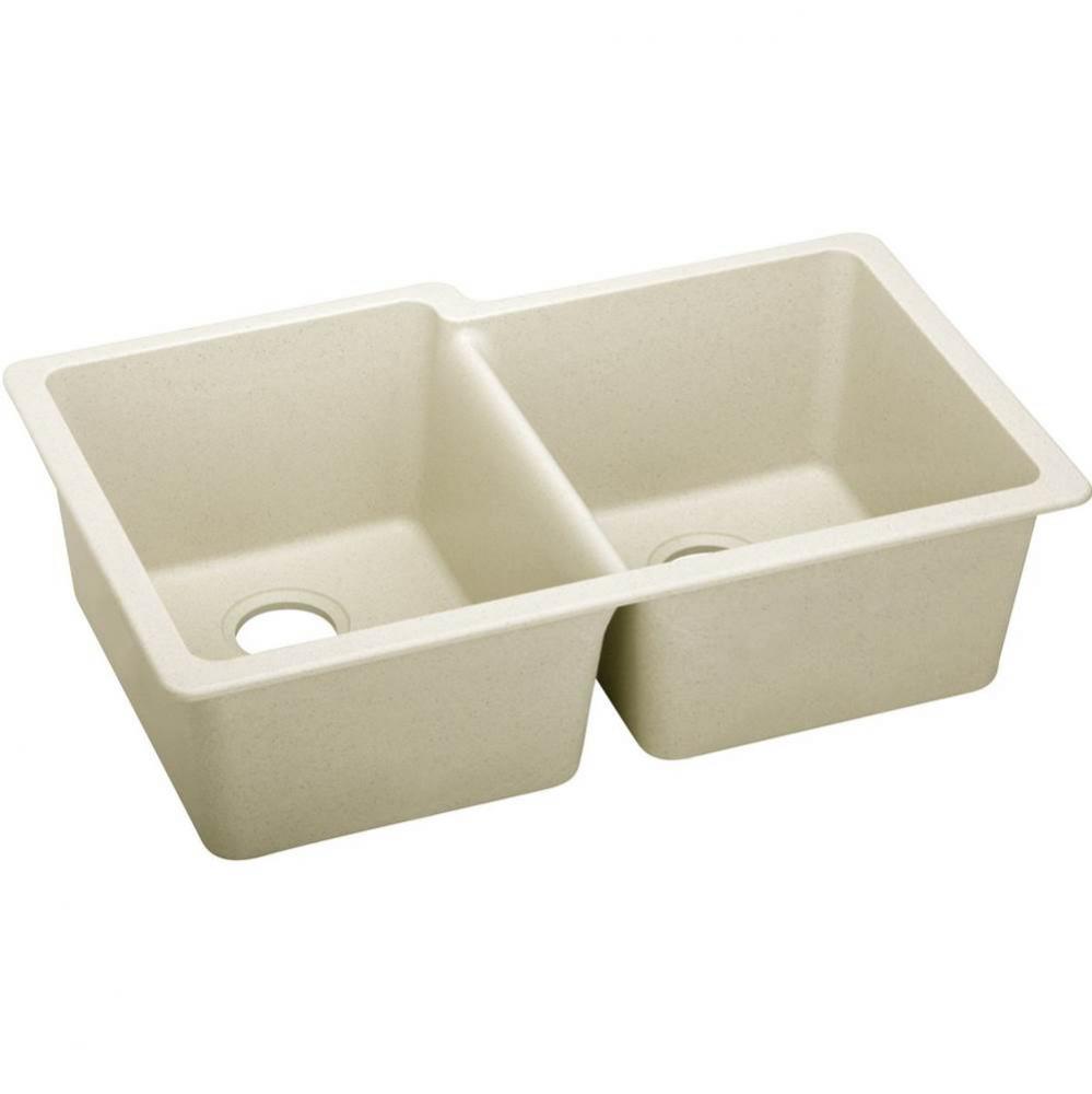 Quartz Luxe&#xae; 33&apos;&apos; x 20-1/2&apos;&apos; x 9-1/2&apos;&apos; Offset Double Bowl Under