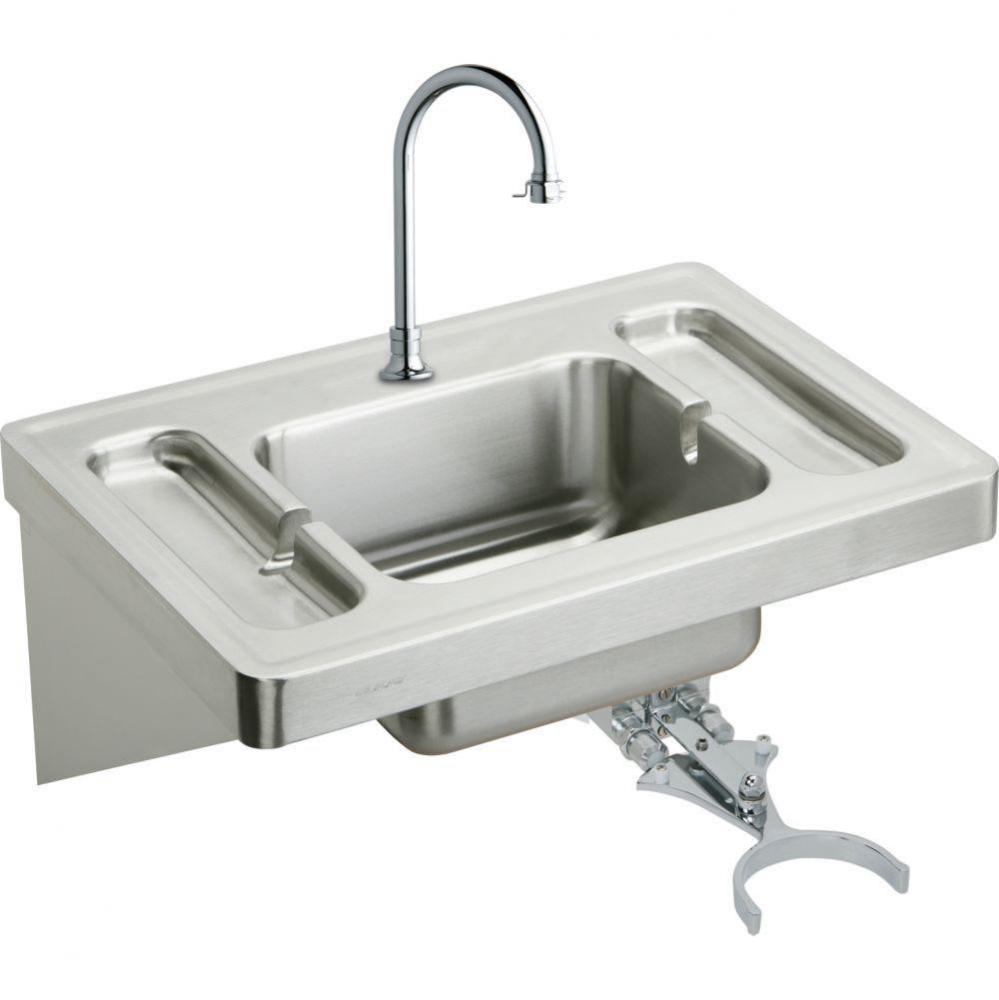 Stainless Steel 28&apos;&apos; x 20&apos;&apos; x 7-1/2&apos;&apos;, Wall Hung Lavatory Sink Kit