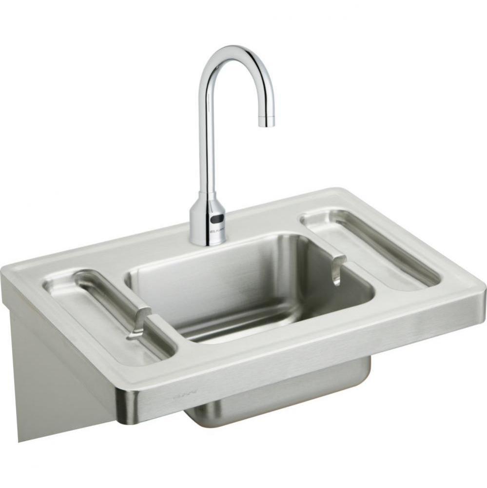 Stainless Steel 28&apos;&apos; x 20&apos;&apos; x 7-1/2&apos;&apos;, Wall Hung Lavatory Sink Kit