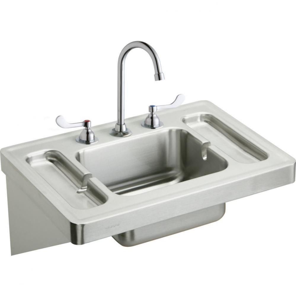 Stainless Steel 28&apos;&apos; x 20&apos;&apos; x 7-1/2&apos;&apos;, Wall Hung Lavatory Sink Kit