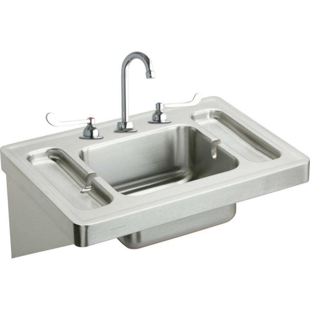 Stainless Steel 28&apos;&apos; x 20&apos;&apos; x 7-1/2&apos;&apos;, Wall Hung Lavatory Sink Kit