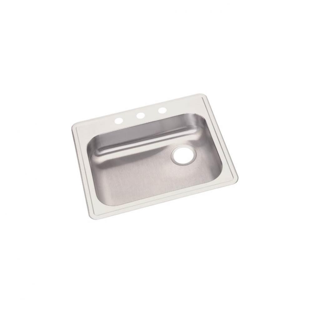 Dayton Stainless Steel 25&apos;&apos; x 22&apos;&apos; x 5-3/8&apos;&apos;, 2-Hole Single Bowl Dro