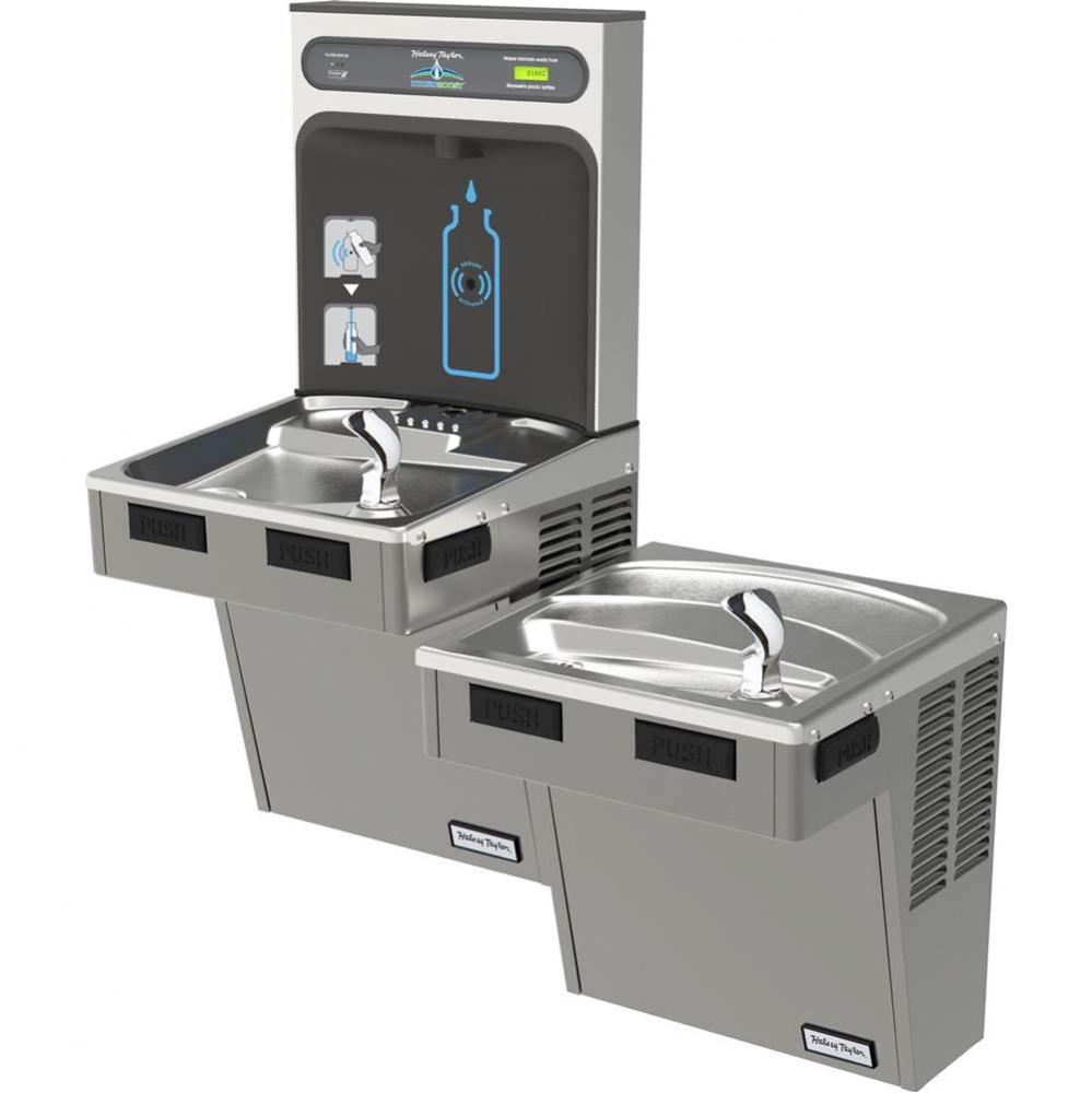 Halsey Taylor HydroBoost Bottle Filling Station, &amp; Bi-Level ADA Cooler, Filtered 8 GPH Platinu