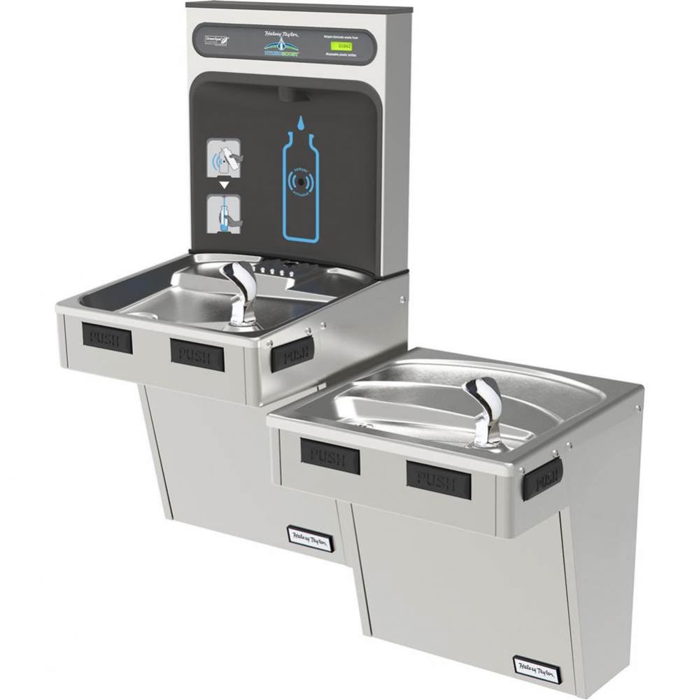Halsey Taylor HydroBoost Bottle Filling Station, &amp; Bi-Level ADA Cooler, High Efficiency Non-Fi