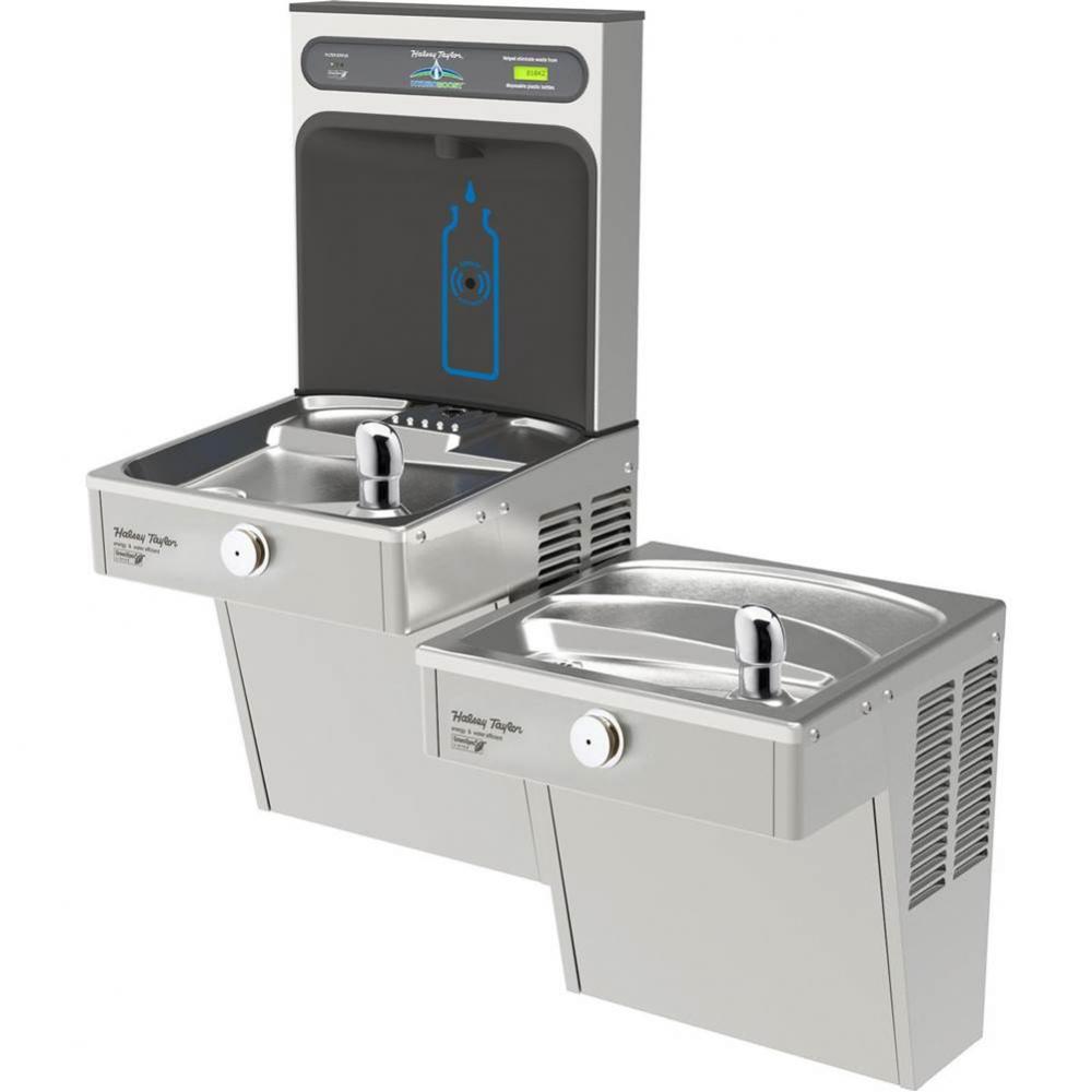 Halsey Taylor HydroBoost Bottle Filling Station, &amp; Bi-Level Vandal-Resistant Cooler, High Effi