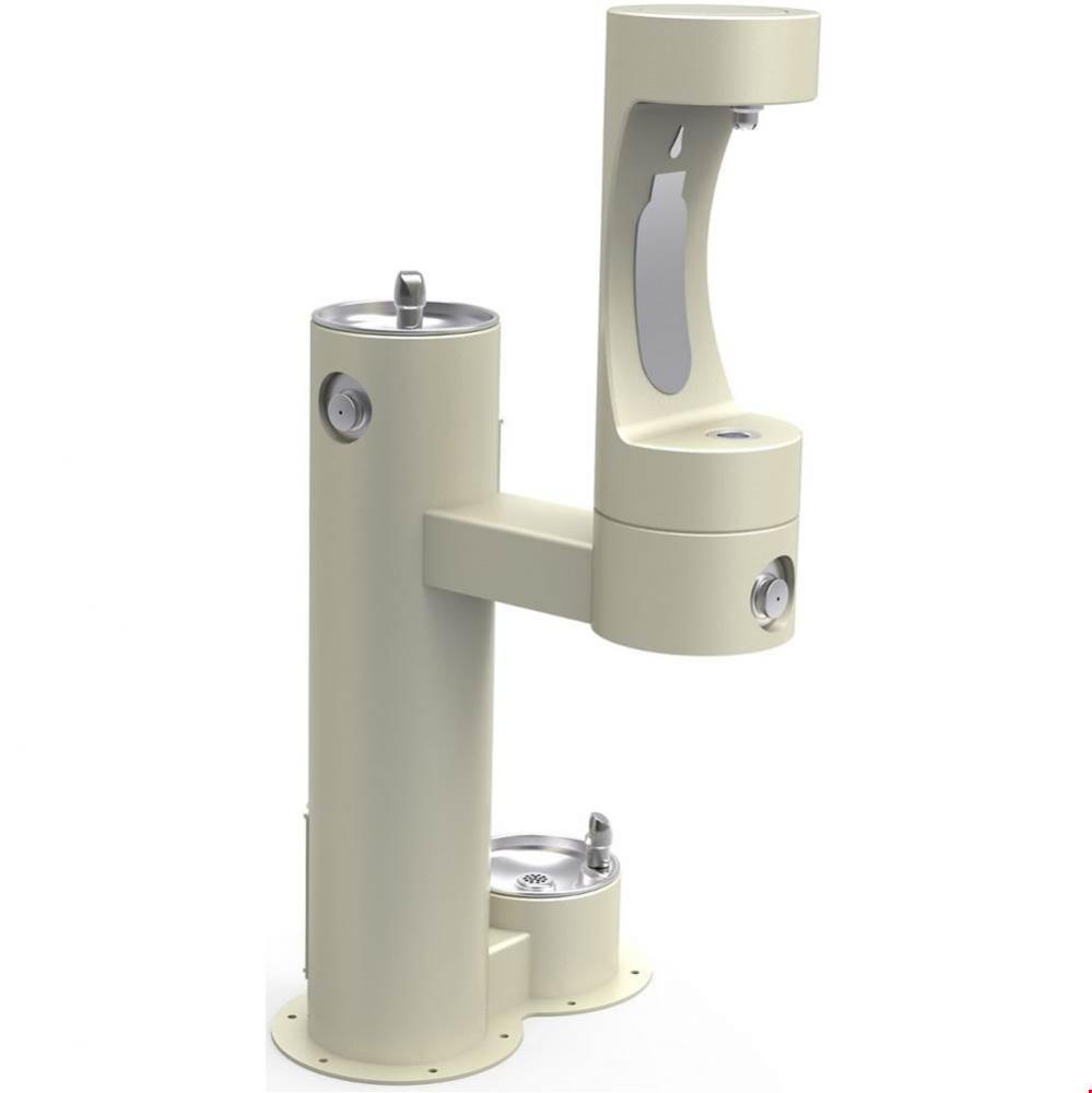 Outdoor ezH2O Lower Bottle Filling Station Bi-Level, Pedestal with Pet Station Non-Filtered Non-Re