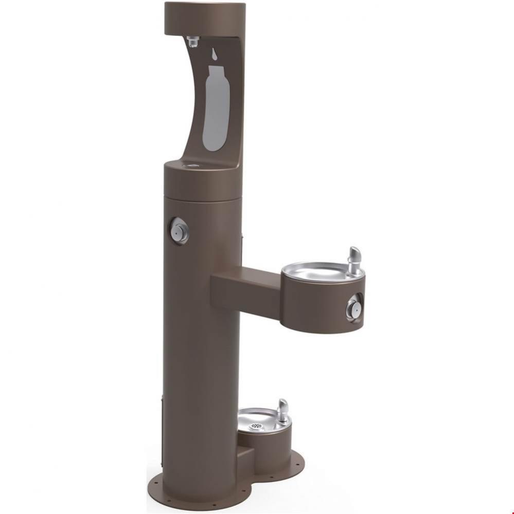 Outdoor ezH2O Upper Bottle Filling Station Bi-Level, Pedestal with Pet Station Non-Filtered Non-Re