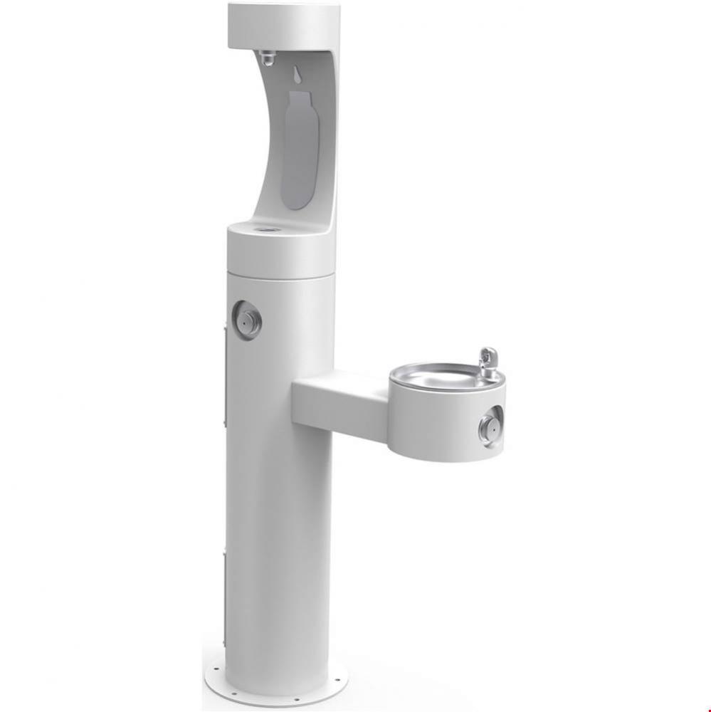 Outdoor ezH2O Upper Bottle Filling Station Bi-Level Pedestal, Non-Filtered Non-Refrigerated White