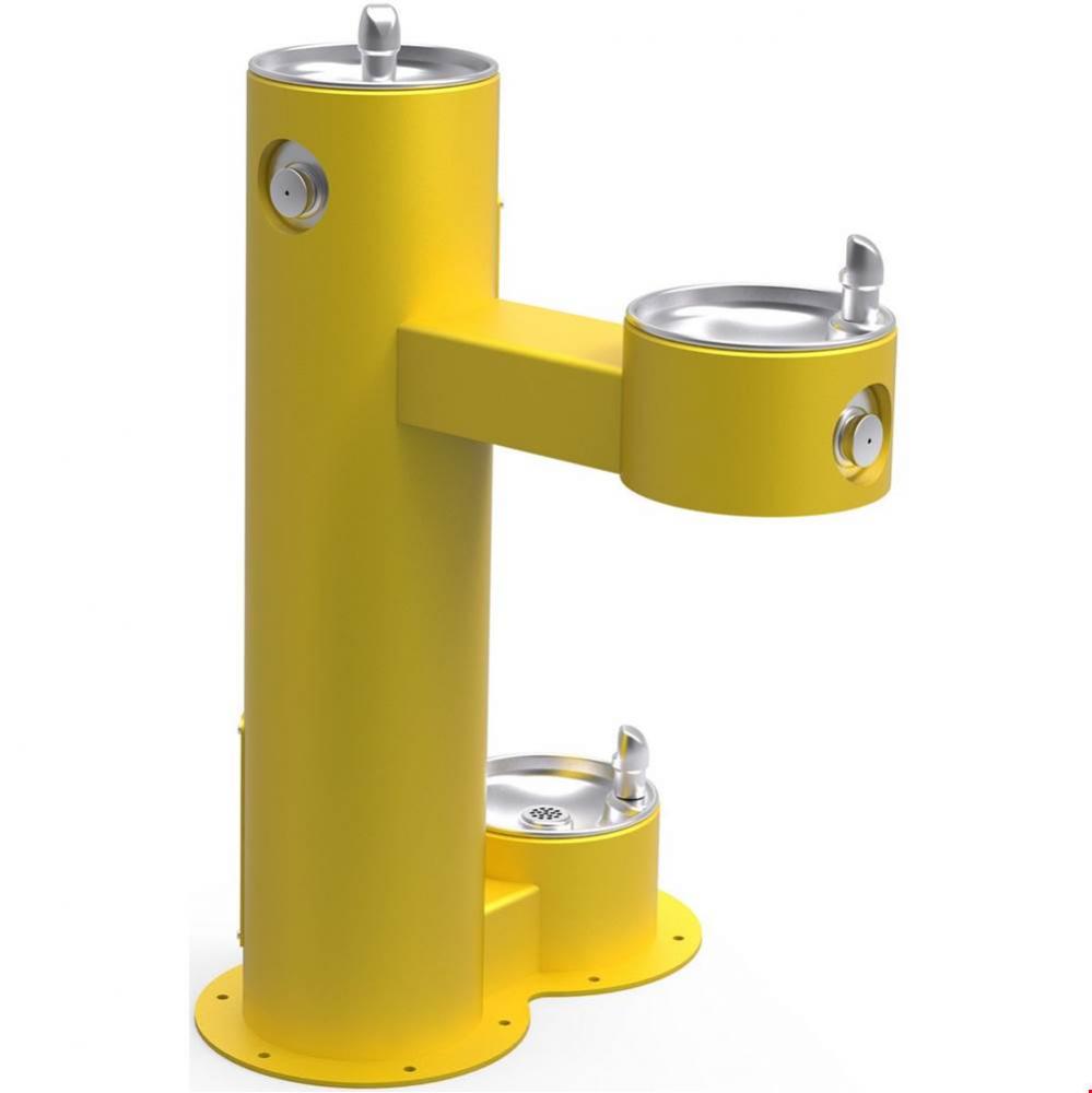 Outdoor Fountain Bi-Level Pedestal with Pet Station, Non-Filtered Non-Refrigerated, Freeze Resista