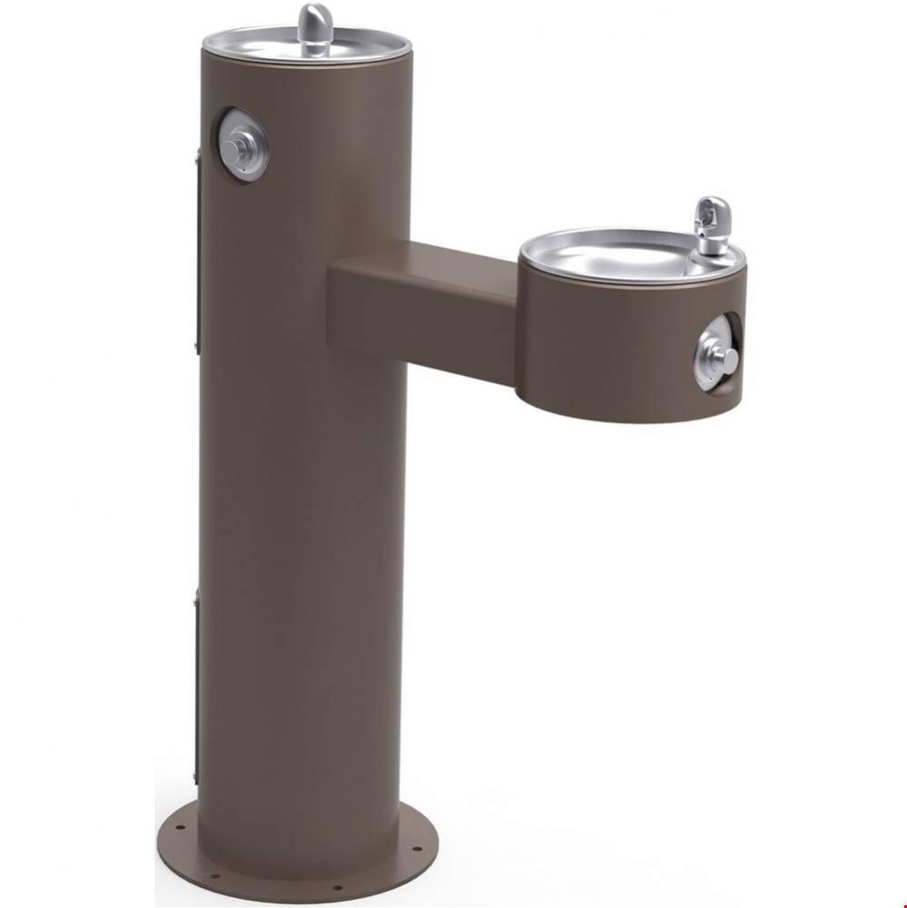 Outdoor Fountain Bi-Level Pedestal Non-Filtered, Non-Refrigerated Freeze Resistant Brown