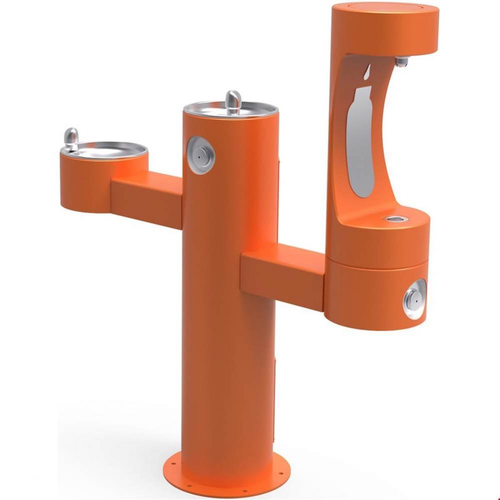 Outdoor ezH2O Lower Bottle Filling Station Tri-Level Pedestal, Non-Filtered Non-Refrigerated Orang