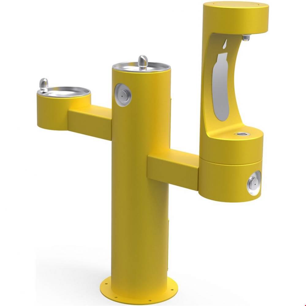 Outdoor ezH2O Lower Bottle Filling Station Tri-Level Pedestal, Non-Filtered Non-Refrigerated Yello