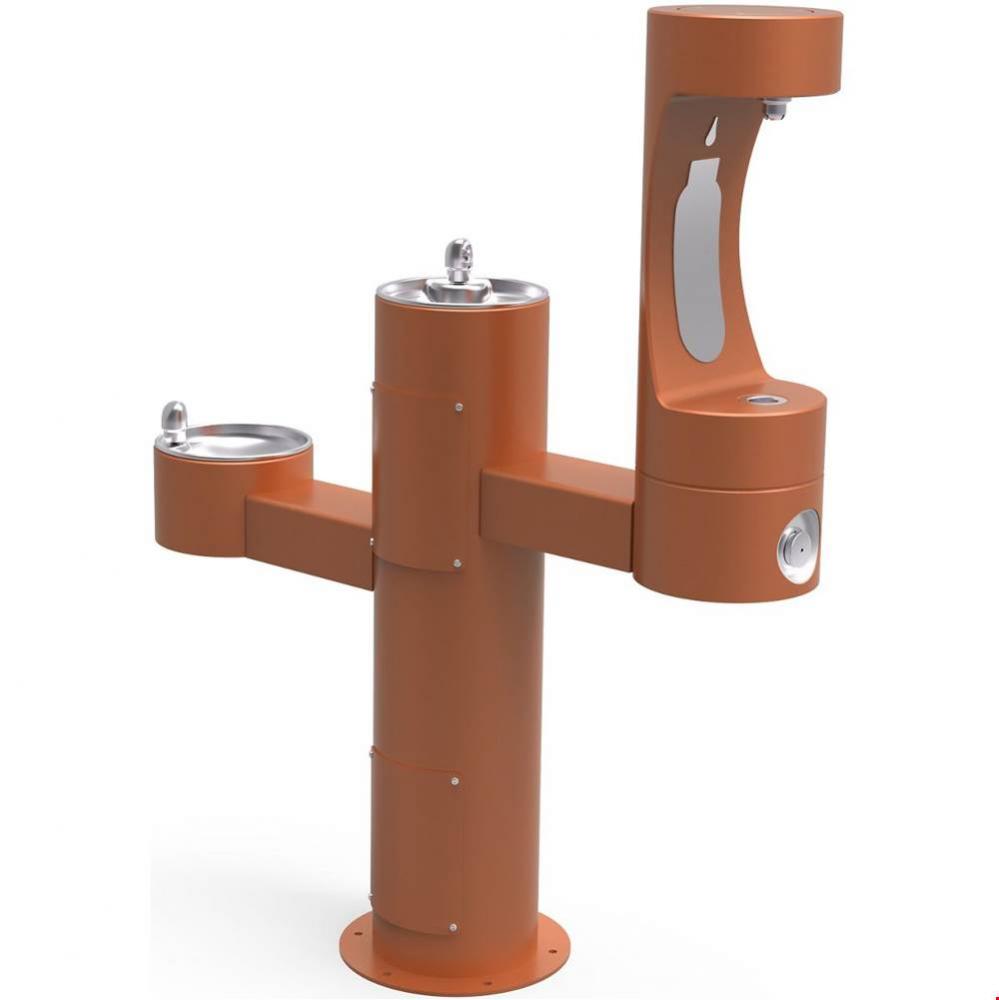 Outdoor ezH2O Middle Bottle Filling Station Tri-Level Pedestal, Non-Filtered Non-Refrigerated Terr