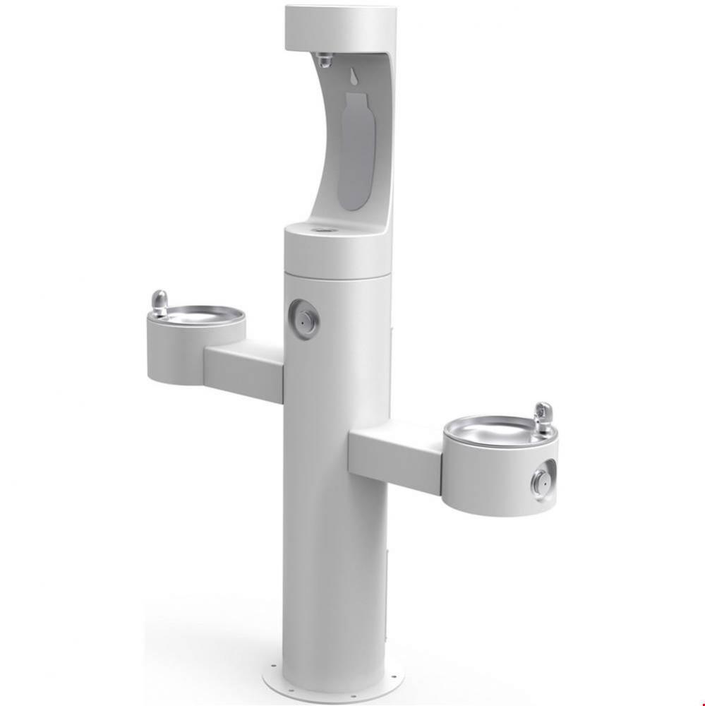 Outdoor ezH2O Upper Bottle Filling Station Tri-Level Pedestal, Non-Filtered Non-Refrigerated White