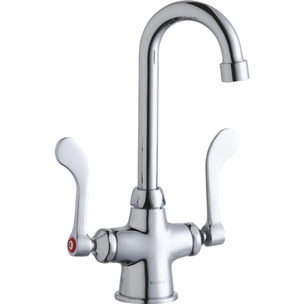 Single Hole with Concealed Deck Faucet with 4&apos;&apos; Gooseneck Spout 4&apos;&apos; Wristblade