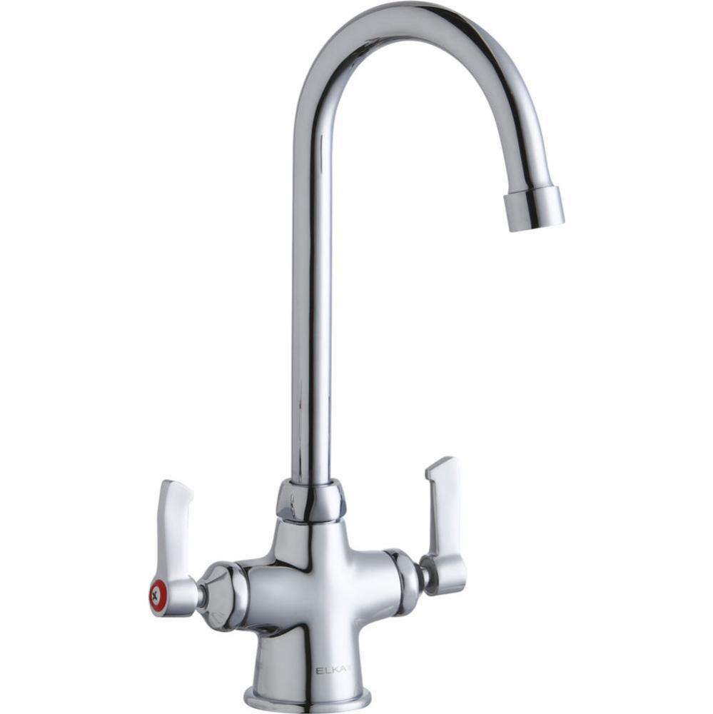 Single Hole with Concealed Deck Faucet with 5&apos;&apos; Gooseneck Spout 2&apos;&apos; Lever Hand