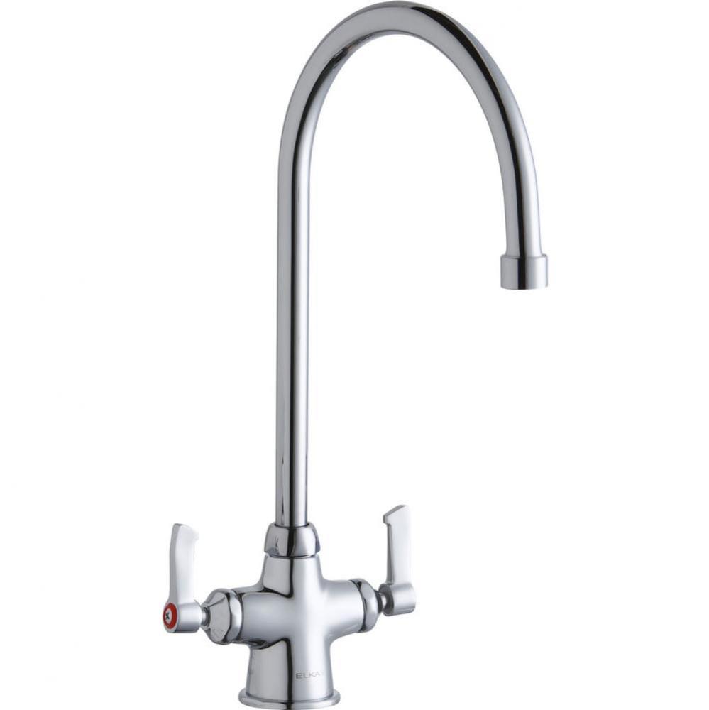 Single Hole with Concealed Deck Faucet with 8&apos;&apos; Gooseneck Spout 2&apos;&apos; Lever Hand