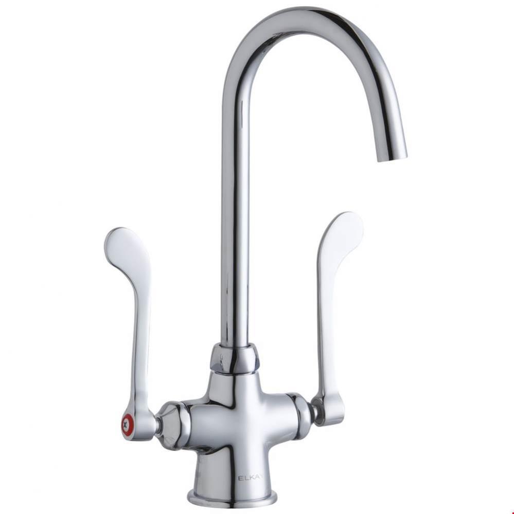 Single Hole with Concealed Deck Laminar Flow Faucet with 5&apos;&apos; Gooseneck Spout 6&apos;&apo