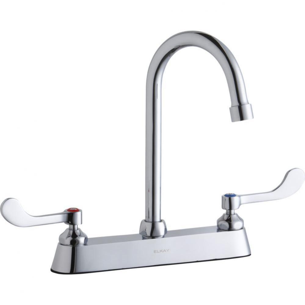 8&apos;&apos; Centerset with Exposed Deck Faucet with 5&apos;&apos; Gooseneck Spout 4&apos;&apos;