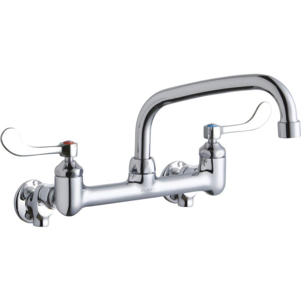 Foodservice 8&apos;&apos; Centerset Wall Mount Faucet with 8&apos;&apos; Arc Tube Spout 4&apos;&ap