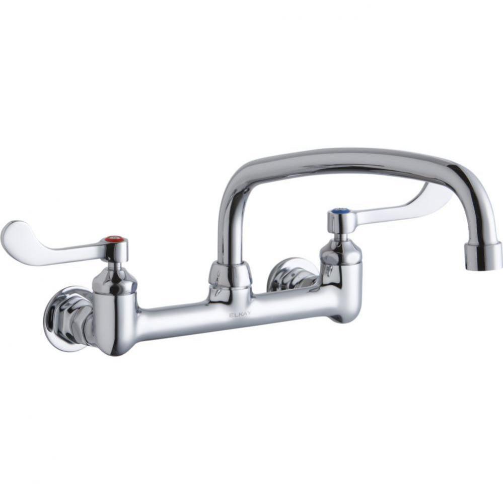 Foodservice 8&apos;&apos; Centerset Wall Mount Faucet with 14&apos;&apos; Arc Tube Spout 4&apos;&a