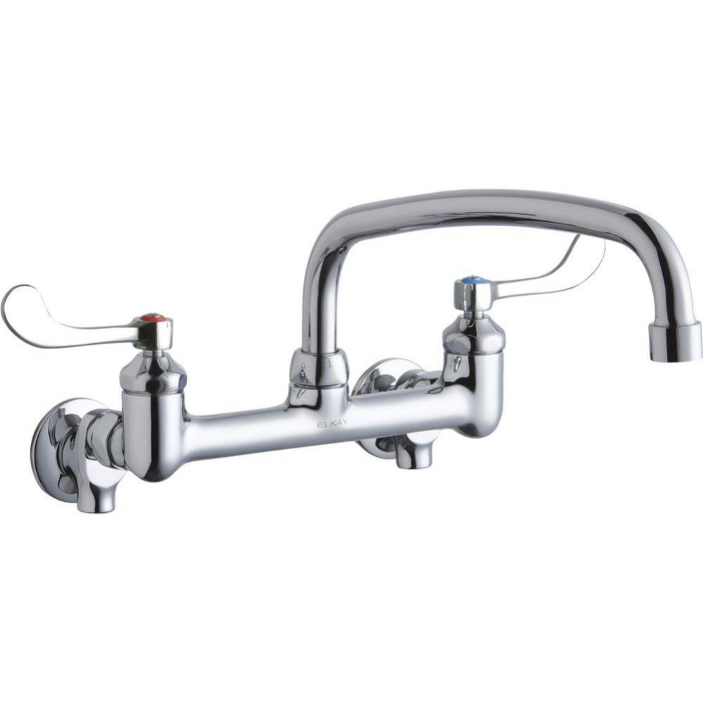 Foodservice 8&apos;&apos; Centerset Wall Mount Faucet with 12&apos;&apos; Arc Tube Spout 4in Wrist