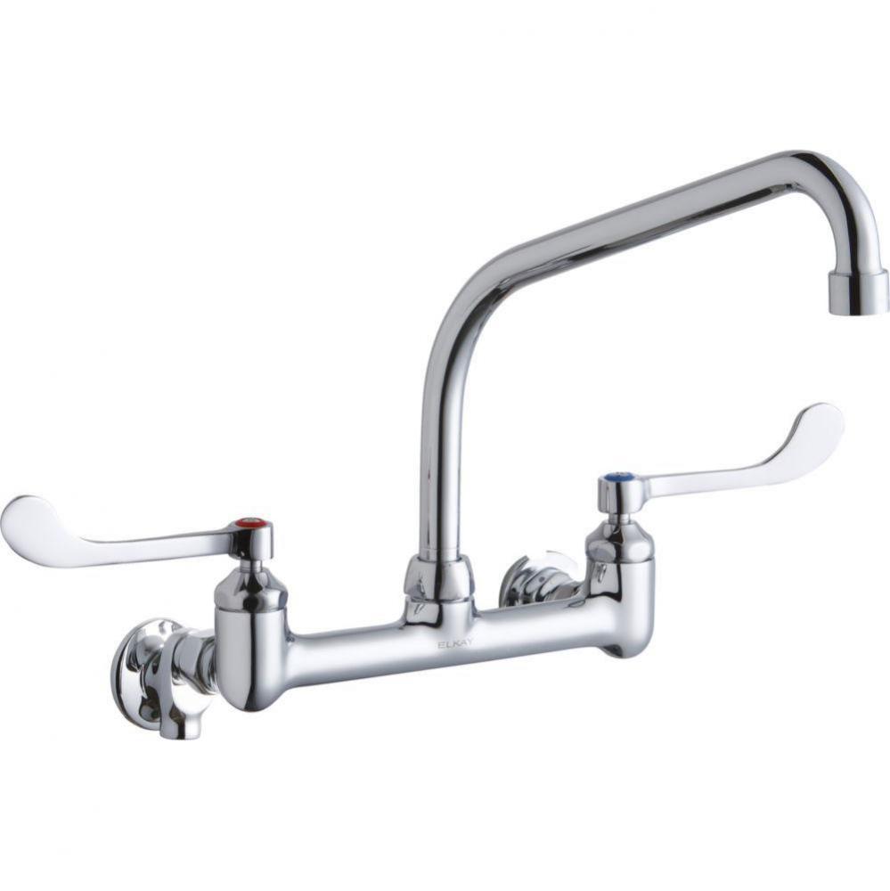 Foodservice 8&apos;&apos; Centerset Wall Mount Faucet w/10&apos;&apos; High Arc Spout 6in Wristbla