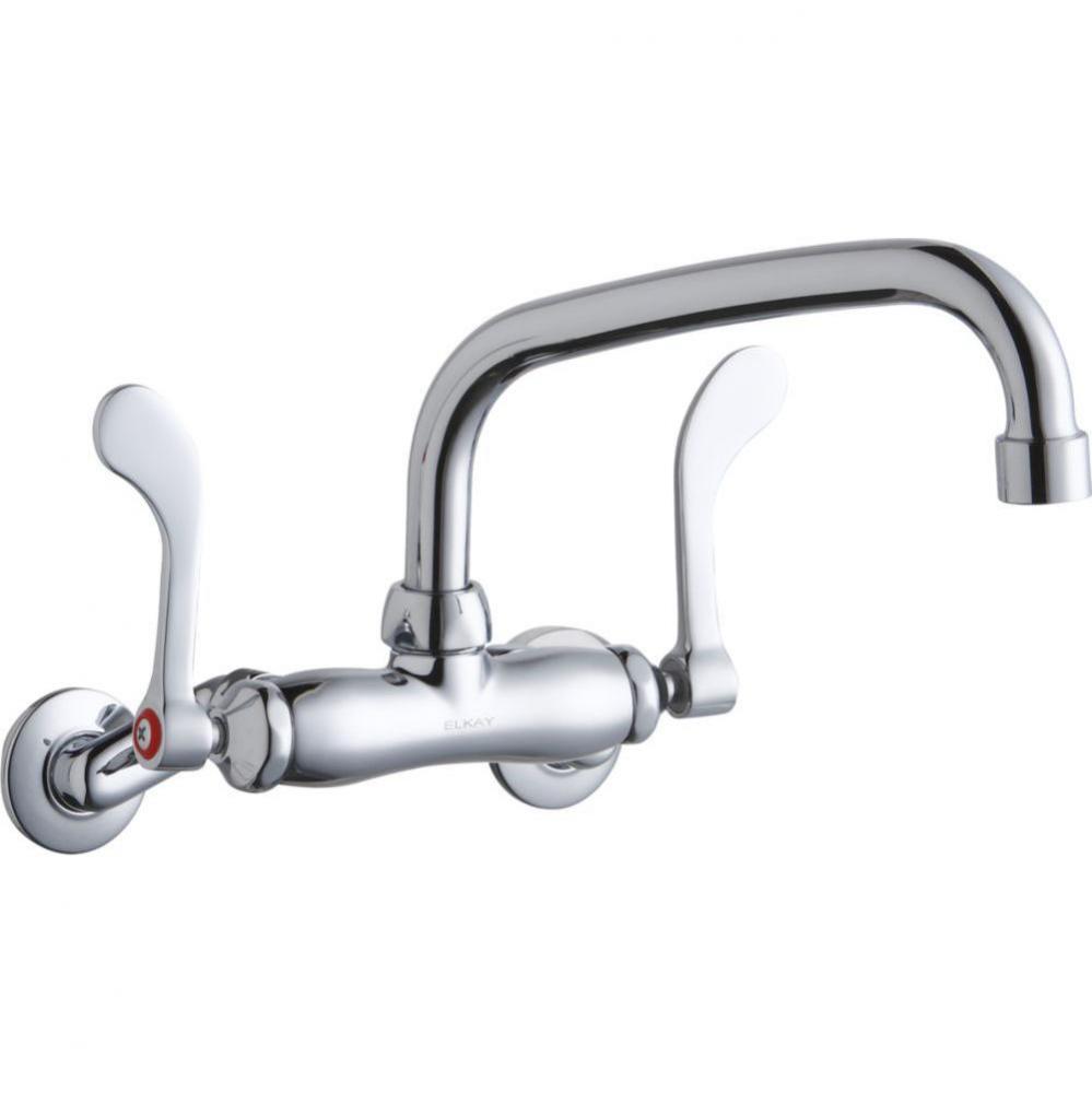 Foodservice 3-8&apos;&apos; Adjustable Centers Wall Mount Faucet w/8&apos;&apos; Arc Tube Spout 4&