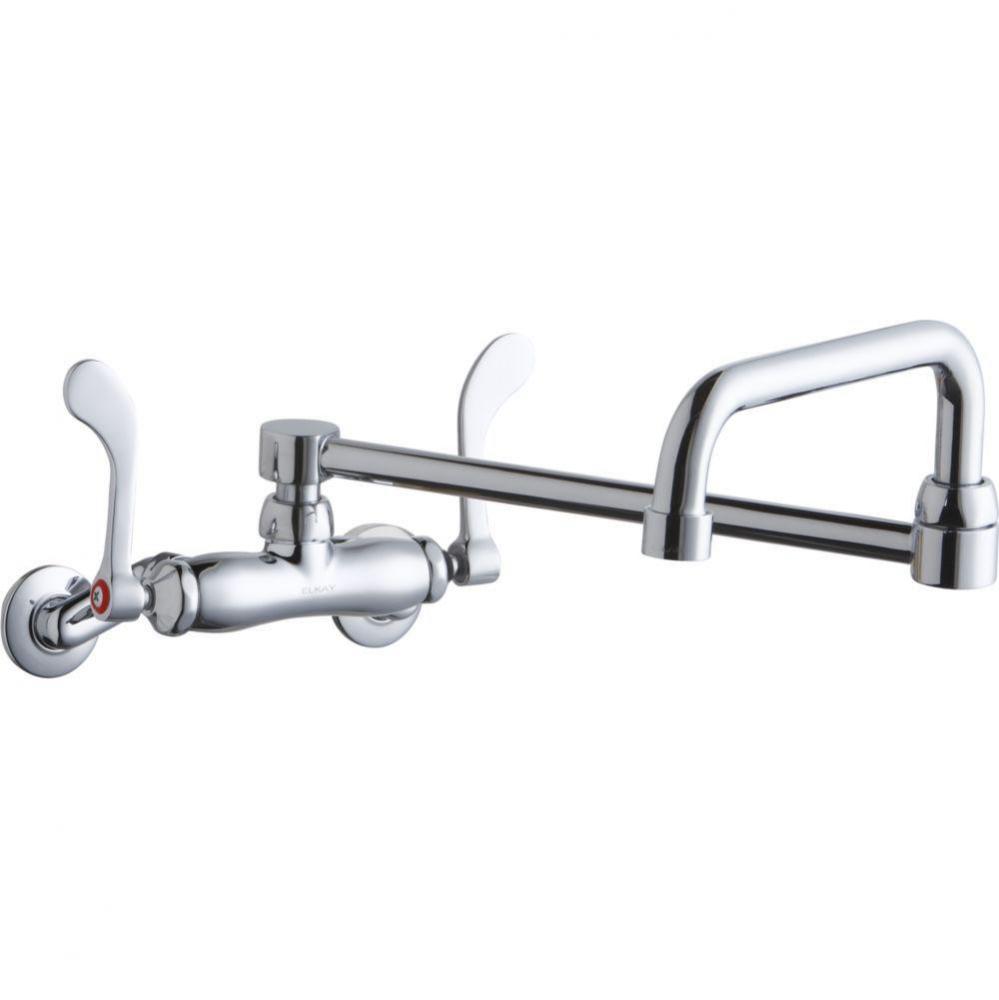 Foodservice 3-8&apos;&apos; Adjustable Centers Wall Mount Faucet w/Double Swing Spout 4&apos;&apos