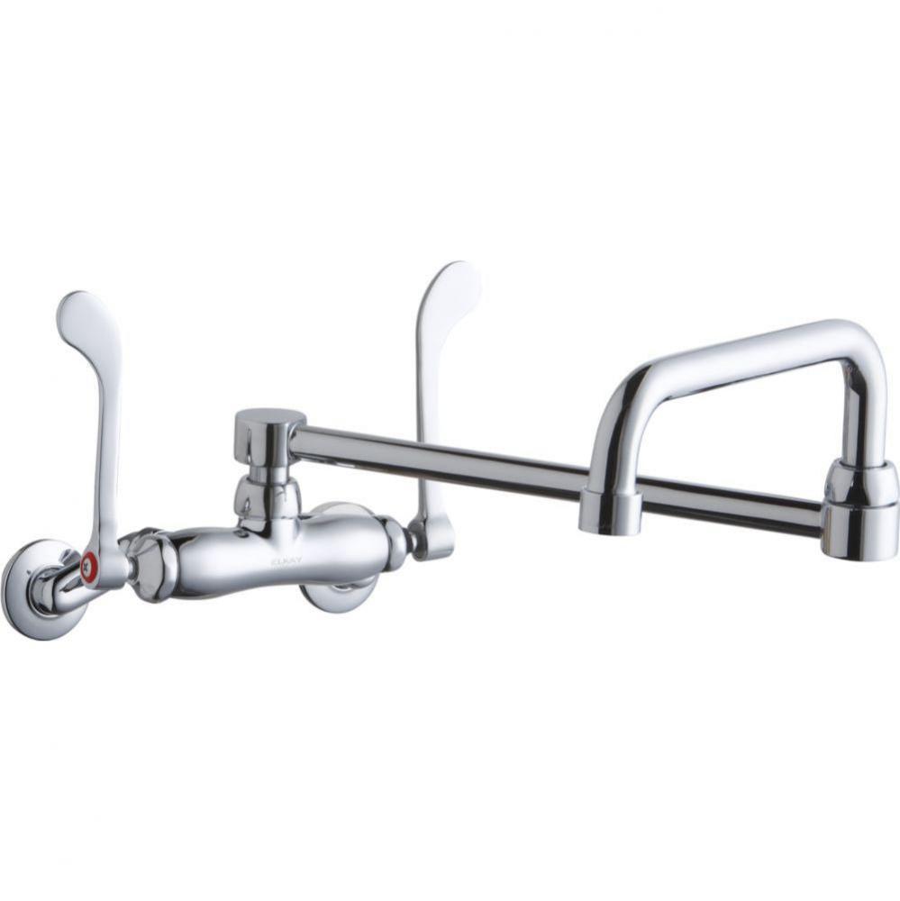 Foodservice 3-8&apos;&apos; Adjustable Centers Wall Mount Faucet w/Double Swing Spout 6&apos;&apos