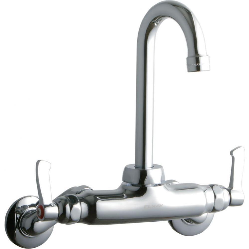 Foodservice 3-8&apos;&apos; Adjustable Centers Wall Mount Faucet with 4&apos;&apos; Gooseneck Spou