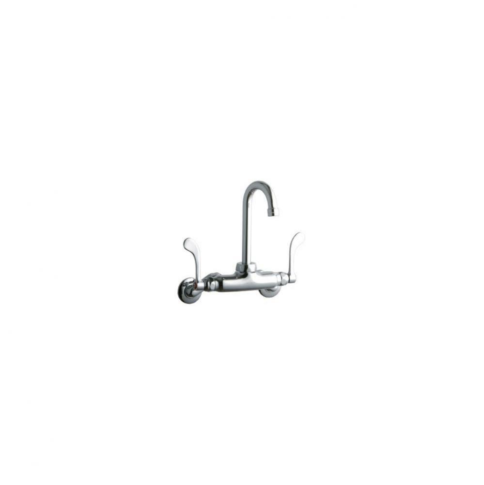 Foodservice 3-8&apos;&apos; Adjustable Centers Wall Mount Faucet with 4&apos;&apos; Gooseneck Spou