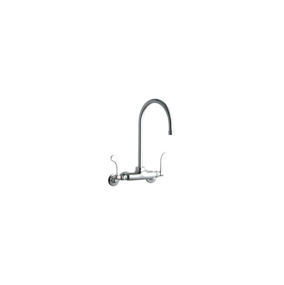 Foodservice 3-8&apos;&apos; Adjustable Centers Wall Mount Faucet w/8&apos;&apos; Gooseneck Spout 4