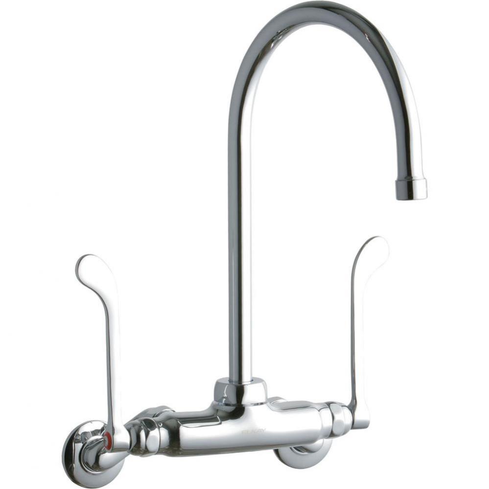 Foodservice 3-8&apos;&apos; Adjustable Centers Wall Mount Faucet w/8&apos;&apos; Gooseneck Spout 6