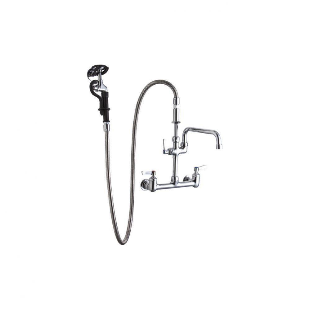 8&apos;&apos; Centerset Wall Mount Faucet 60in Flexible Hose w/1.2 GPM Spray Head Plus 14in Arc Tu